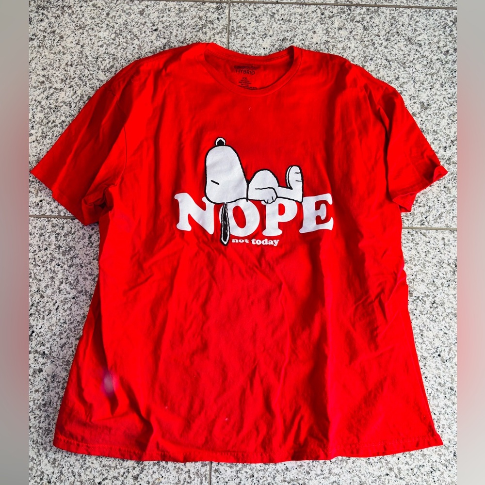 PEANUTS Men’s Red Snoopy 'Nope Not Today' T-Shirt, XXL - Picture 2 of 5